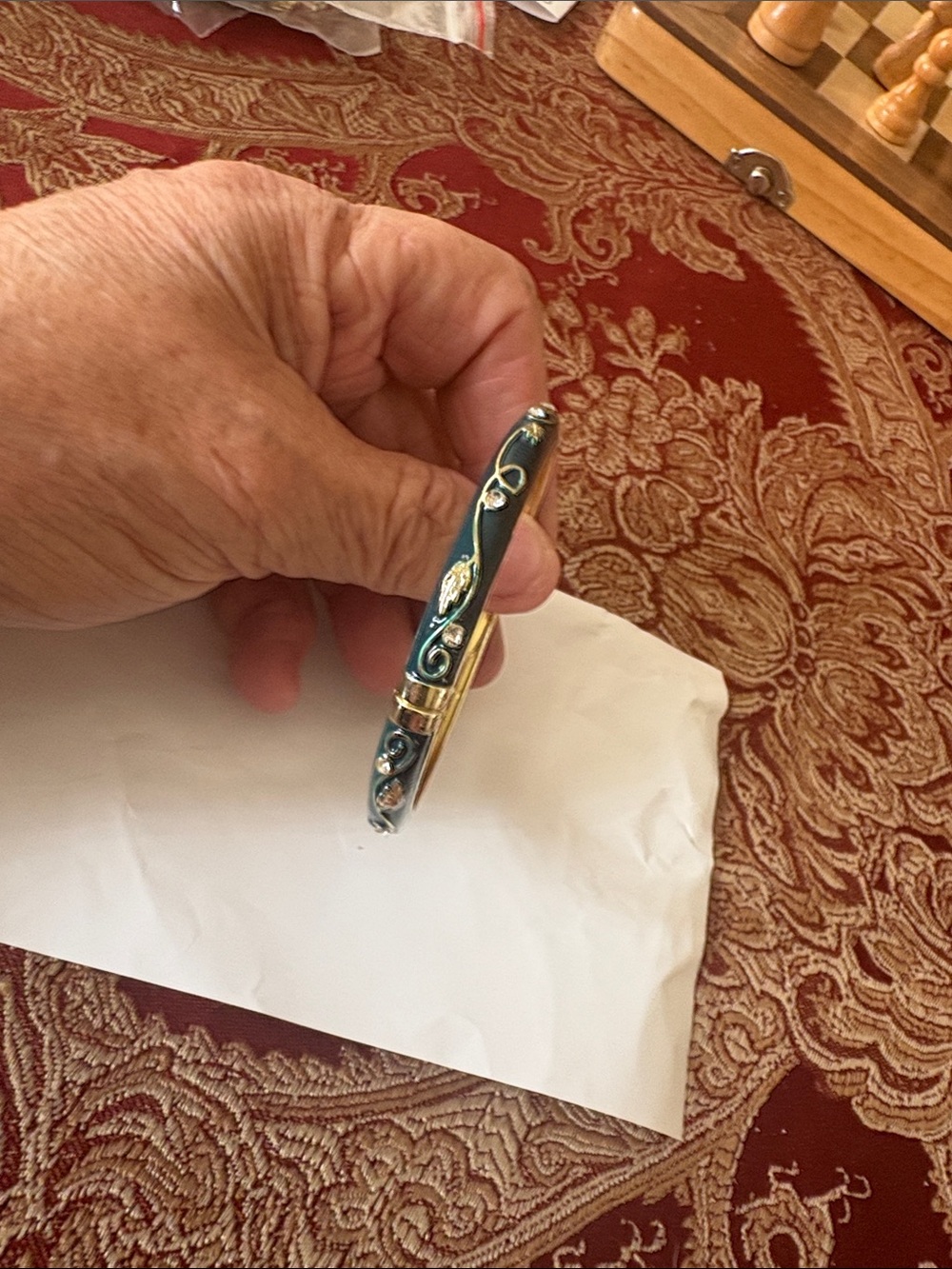 Elegant Teal and Gold Floral Bangle Bracelet - Women Jewelry